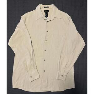 Axcess 100% Silk Button Up Casual Vacation Long Sleeve Dress Shirt Size Medium